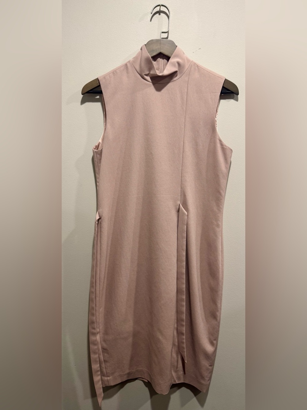 Pure Navy Dusty Rose Mock Neck Sleeveless Midi Dress Size 8